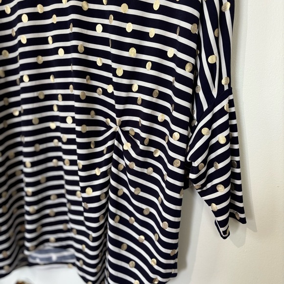 Frank Lyman Navy Metallic Dot Top - Size 10 - Picture 2 of 7